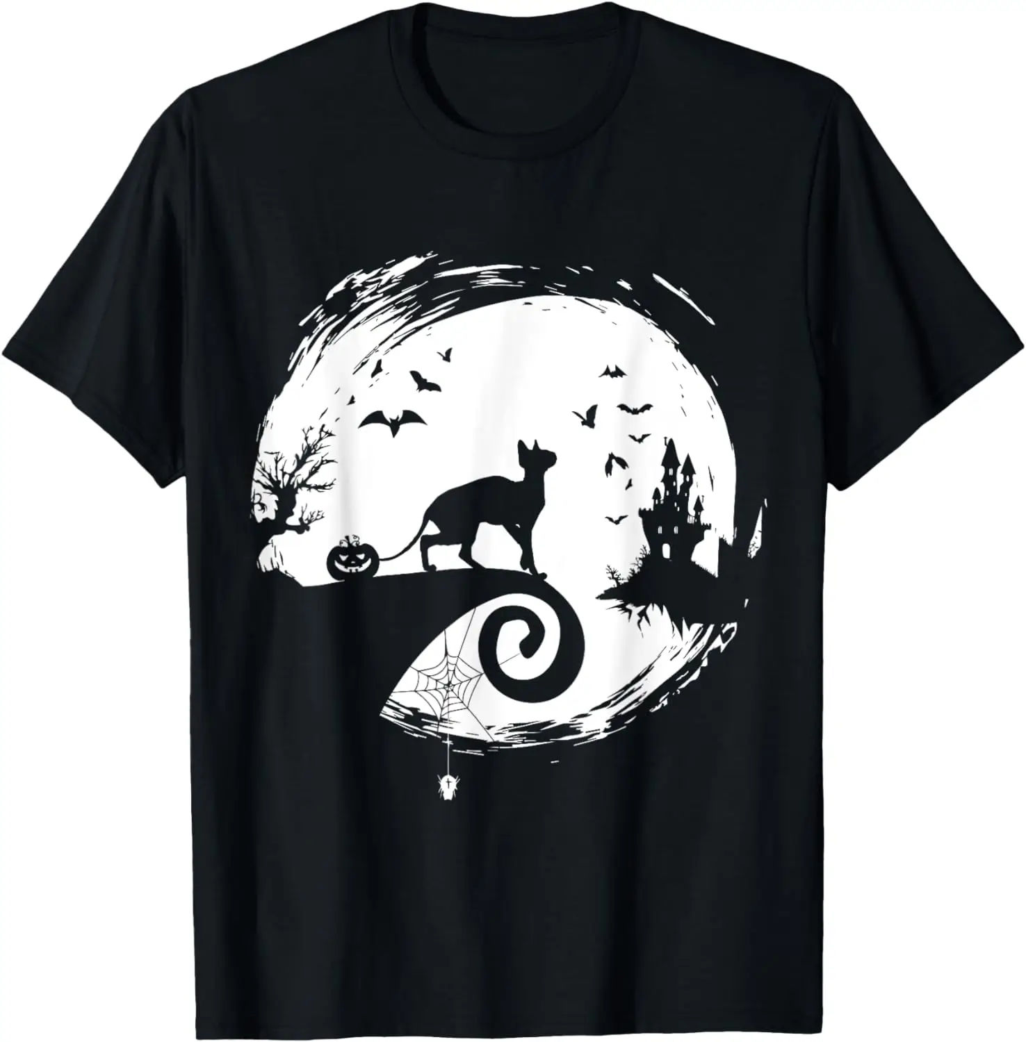 

Cornish Rex Halloween Costume Moon Silhouette Creepy T-Shirt