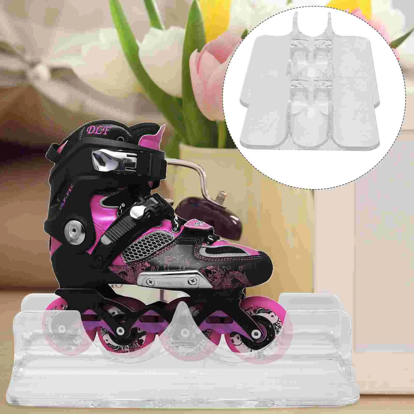 2 Pcs Skate Shoe Carrier Roller Skates Store Display Stand Skateboard Rack Exhibition Ice Acrylic Product