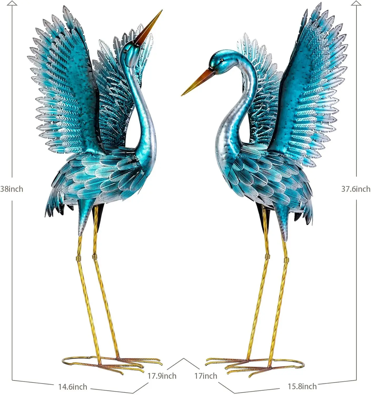 Señuelo de Heron azul para esculturas de jardín, arte de Metal de pie para Patio, estanque y Patio trasero