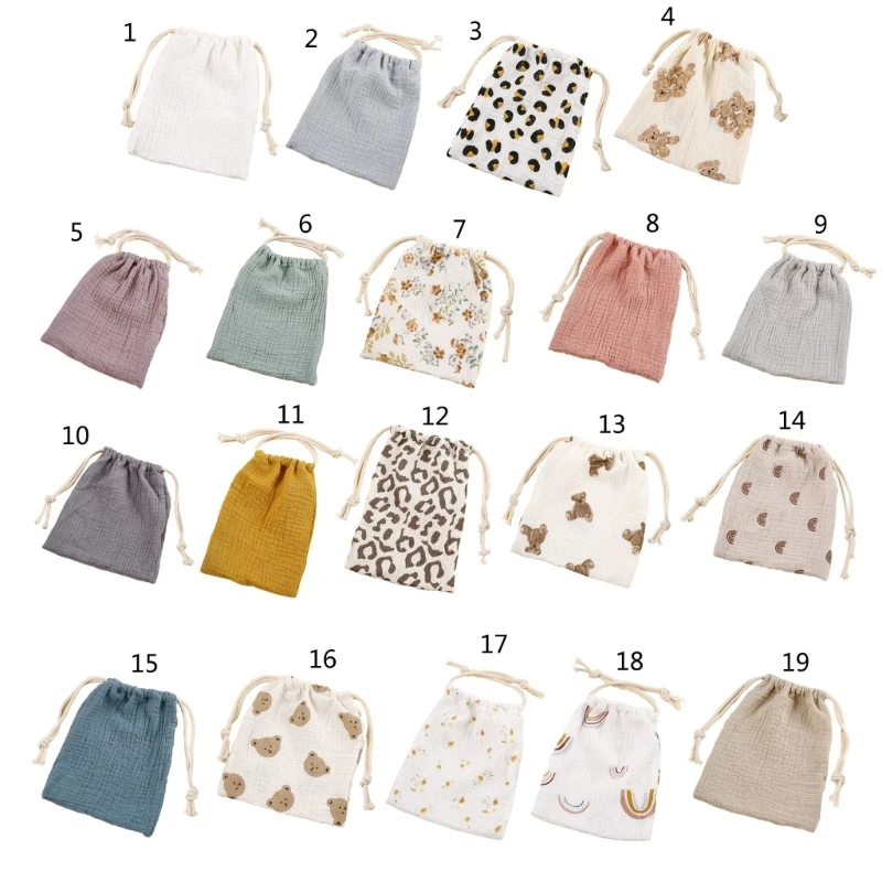 

F62D String Diaper Stackers Bags Cotton Drawstring Storage Bag Baby Nappy Bag Holder