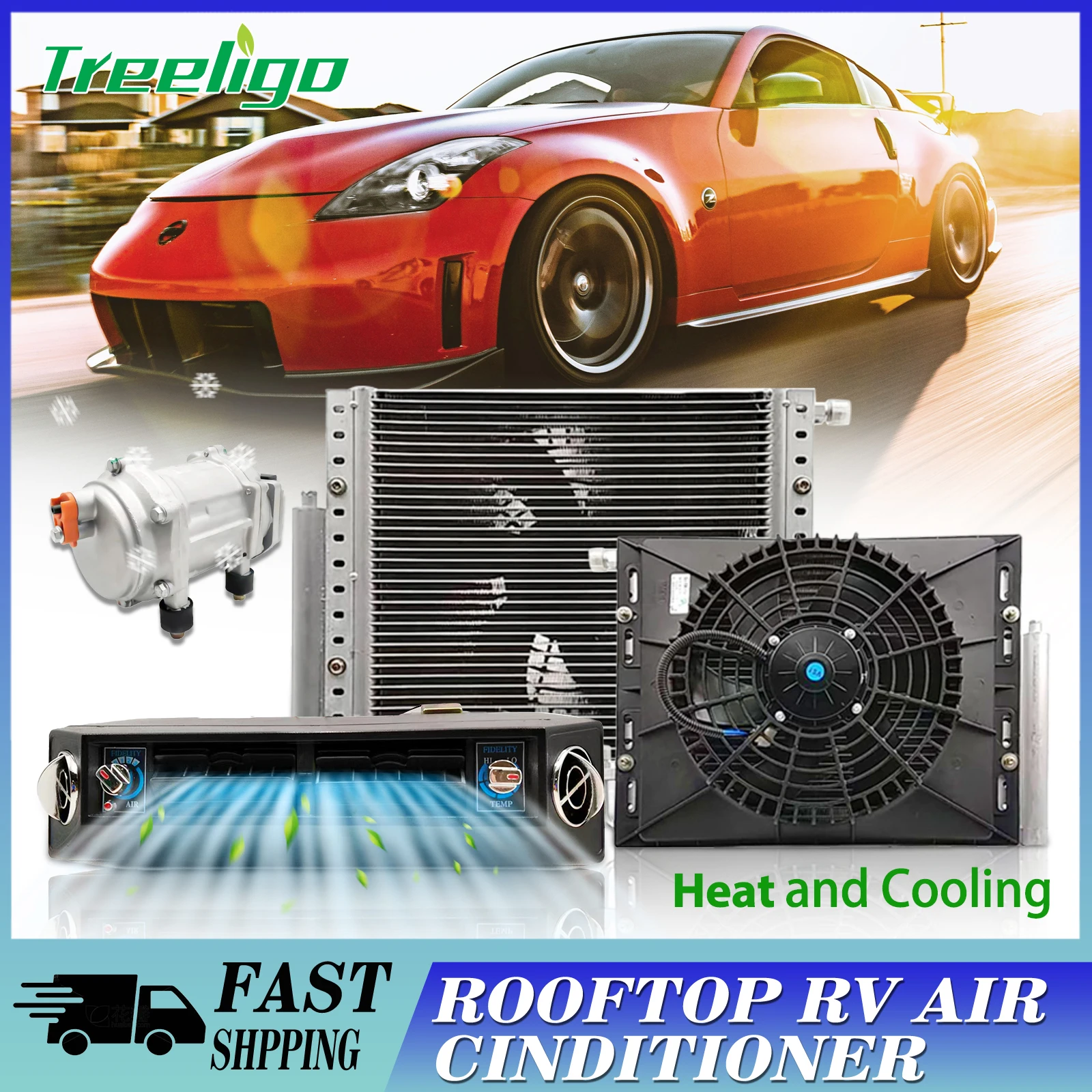 

Кондиционер Treeligo 12 В 24 В с подогревом и охлаждением, электрическая система кондиционирования воздуха Underdash, переменный ток для автомобиля, грузовика, кемпера, фургона