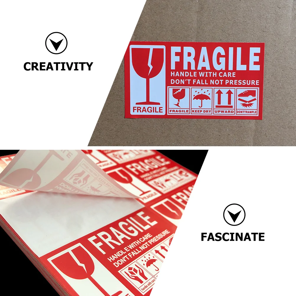 500 Pcs Handle with Care Sticker Fragile Labels Removable Caution Stickers Adhesive Warning Shipping Boxes Paper Office
