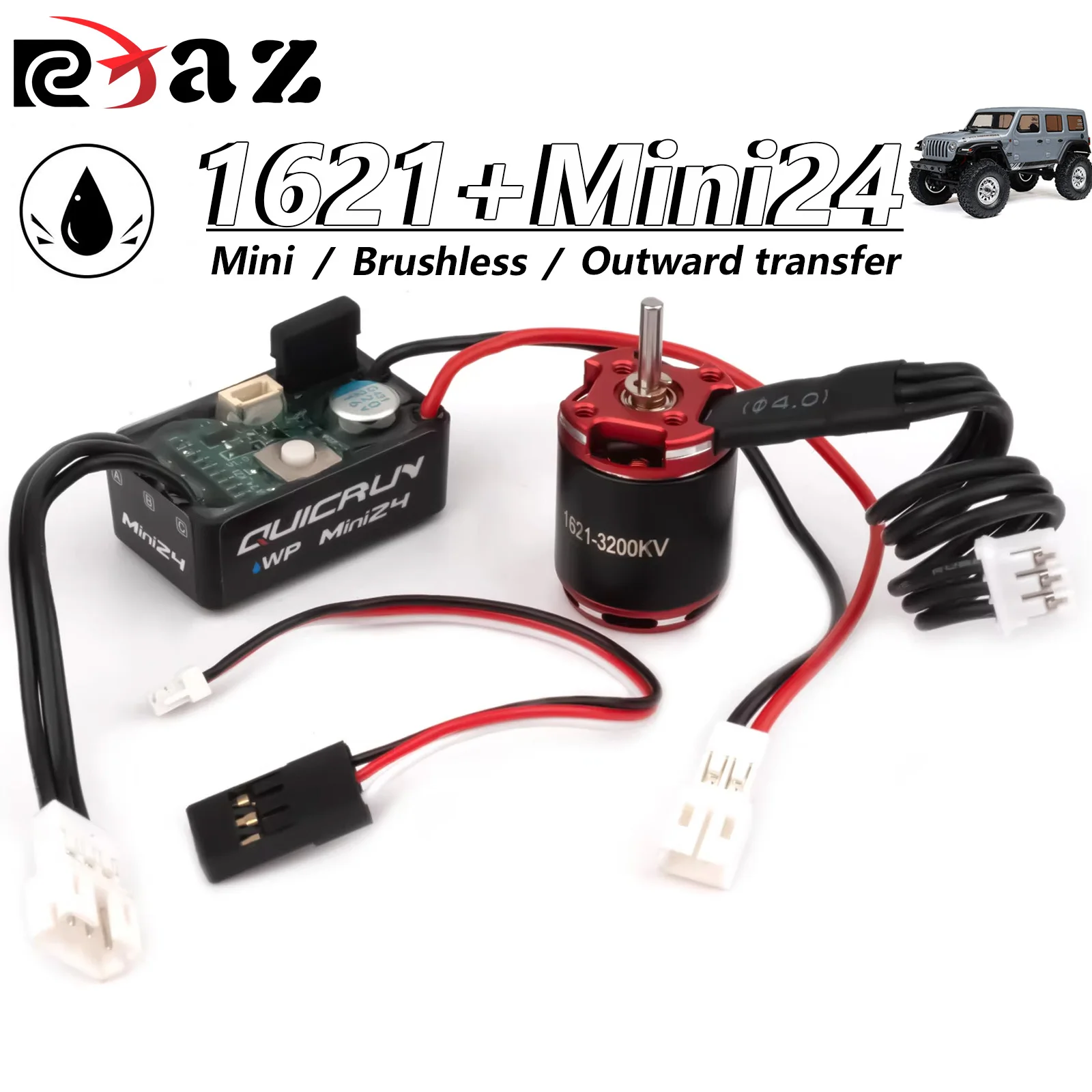 

RCXAZ 1621 Бесщеточный двигатель Outrunner 3200 кВ/3600 кв и комплект ESC Mini24 для обновления 1/24 1/18 RC Creper Axial SCX24 TRX4M