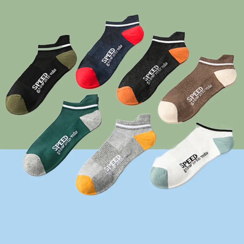 5/10 Pairs Men's Short Socks Breathable Cotton Low Cut Ankle Socks Summer Thin Socks Sweat Deodorant Sports 2024 New Boat Socks