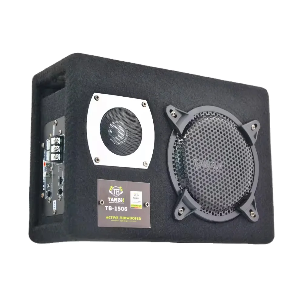 Заводская конкурентоспособная цена, тонкий активный сабвуфер для автомобильной аудиосистемы с усилителем, 6-дюймовый компактный сабвуфер с высокочастотным динамиком TB-1506