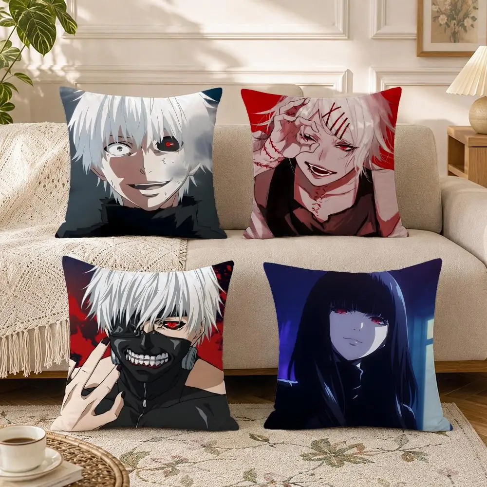 Anime-Tokyo GhoulS Cushion Cover Soft Square Throw Pillow Covers Set for Sofa Bedroom Car Home Decoration