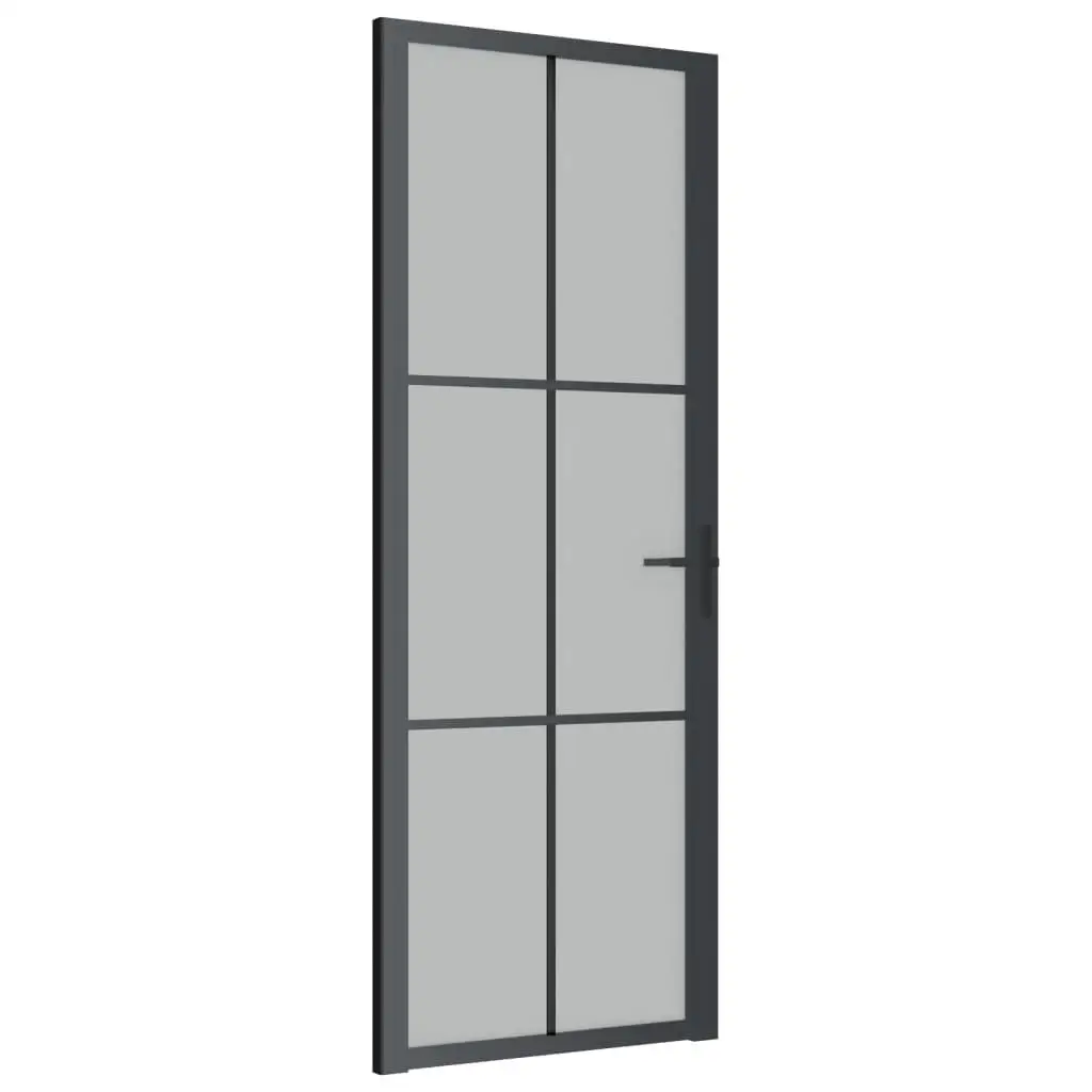 Interior Door 29.9x79.3 Black Matt Glass and Aluminum