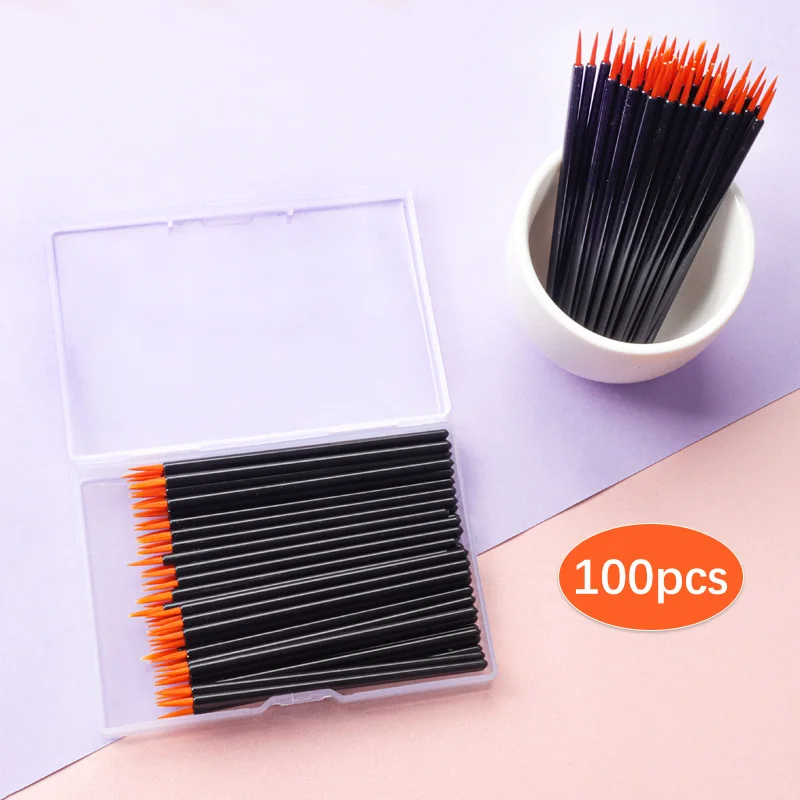 HOT 100 pcs/box Disposable Eyeliner Brushes Professional Eye eyebrow lip Brush Eyeshadow Tool Lip Eyeliner Brushes makeup Tools