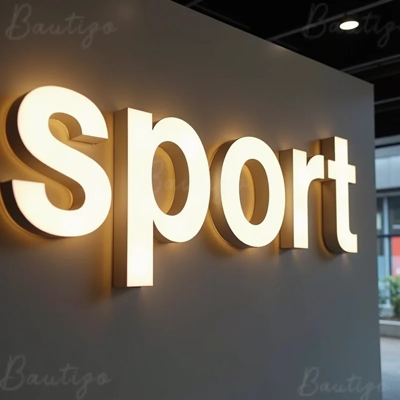 Custom Illuminated LED Frontlit 3D Metal Letters Sign For Business Storefront Outdoor Waterproof Light Up Signage