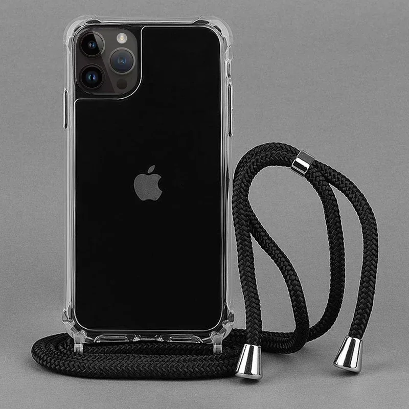 Crossbody Lanyard Clear Case For iPhone 16 15 14 13 12 11 Pro XS Max 7 8 Plus X XR SE 2 3 Shockproof Acrylic Silicone Back Cover