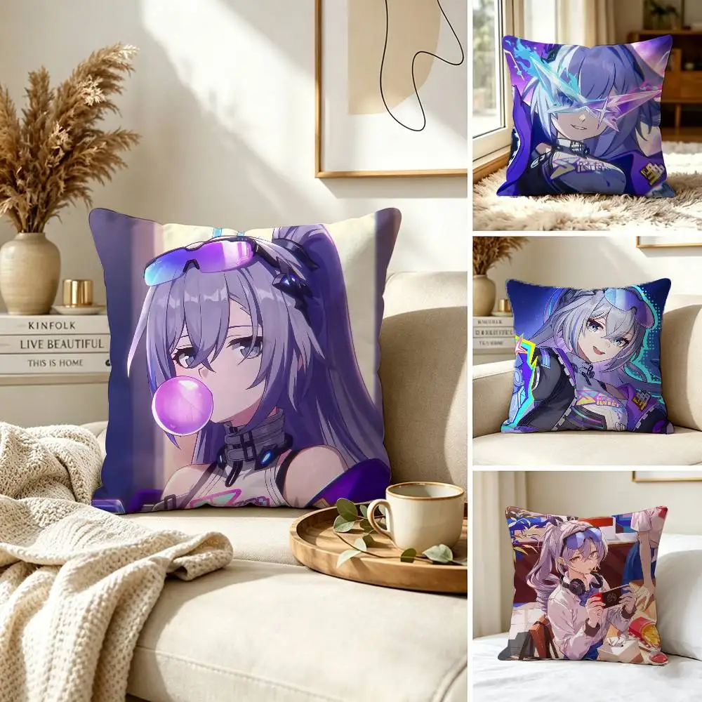 Game H-Honkai Star R-Rail Silver W-Wolf 999 Pillow Case for Sofa Living Room Home office Decor Protective Cover