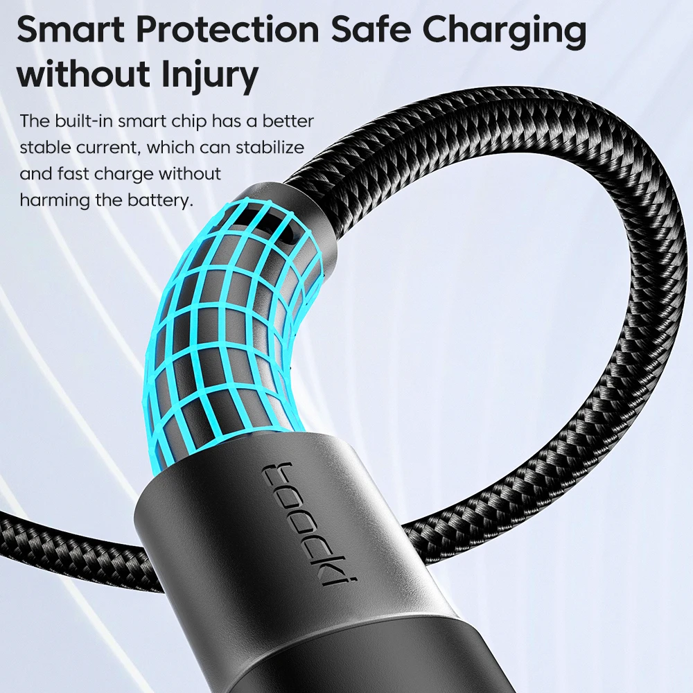 Toocki 3A USB Type C Cable Fast Charge Type C Charging Cable Mobile Phone Data Cord For Samsung Xiaomi Redmi Poco OPPO VIVO 0.5M