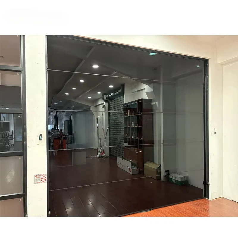 Fabricantes chinos, venta al por mayor, control remoto segmentado, puerta de garaje de vidrio con espejo de aluminio sin marco, barata
