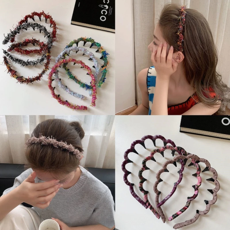 Wave Style Headband with High Skull Top Sweet and Girlish Temperament Simple Color and Fashionable Daily Headband