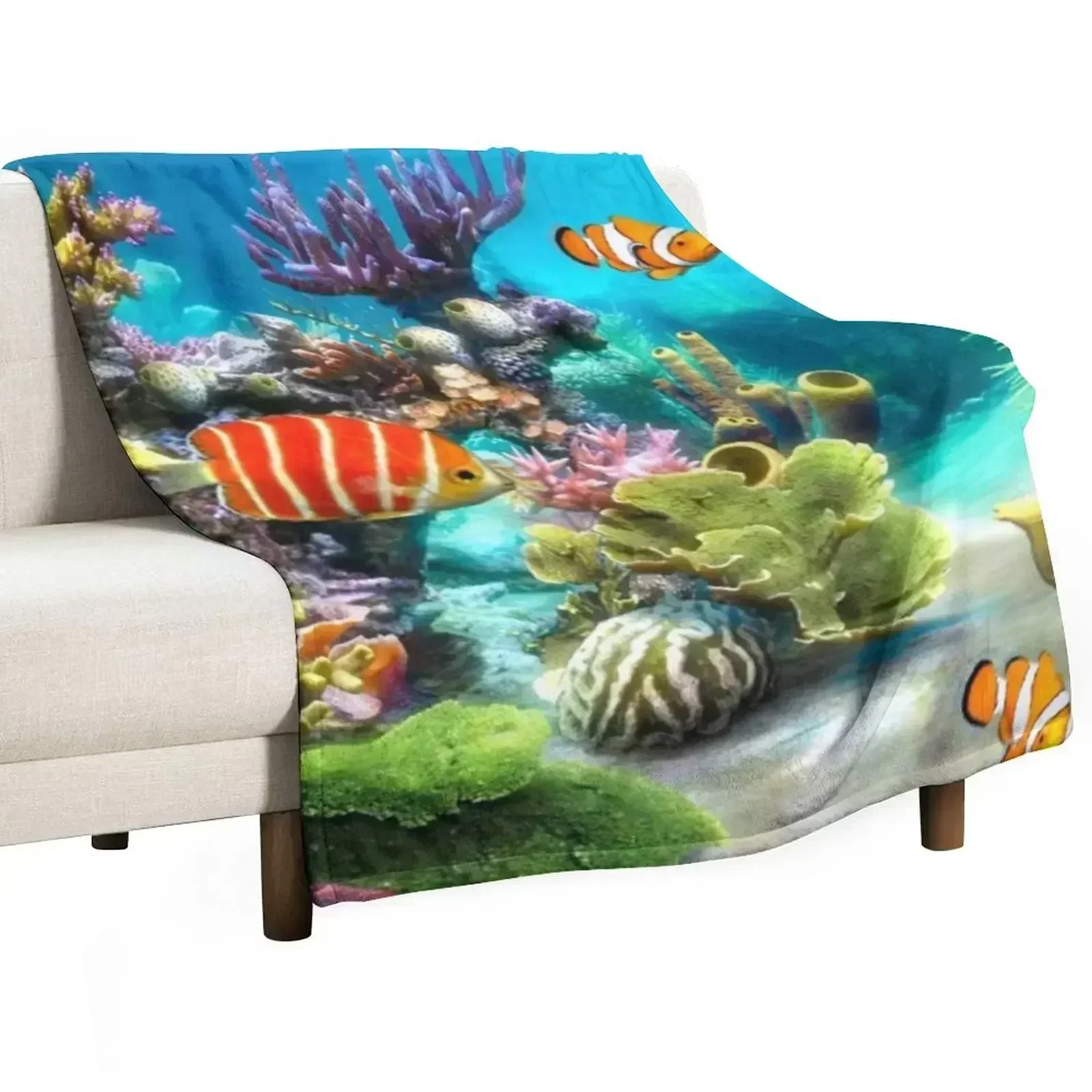 Aquarium Throw Blanket Flannel Fabric manga Tourist For Baby Camping Hairy Blankets