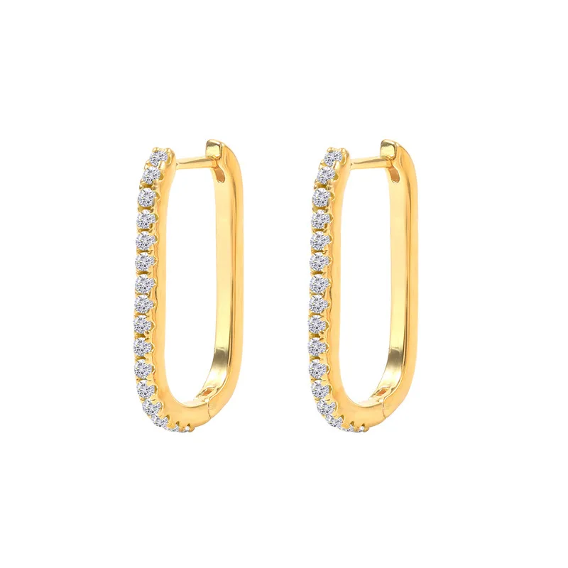 Women's 2PCS Stainless Steel Square Huggie Hoop Earrings