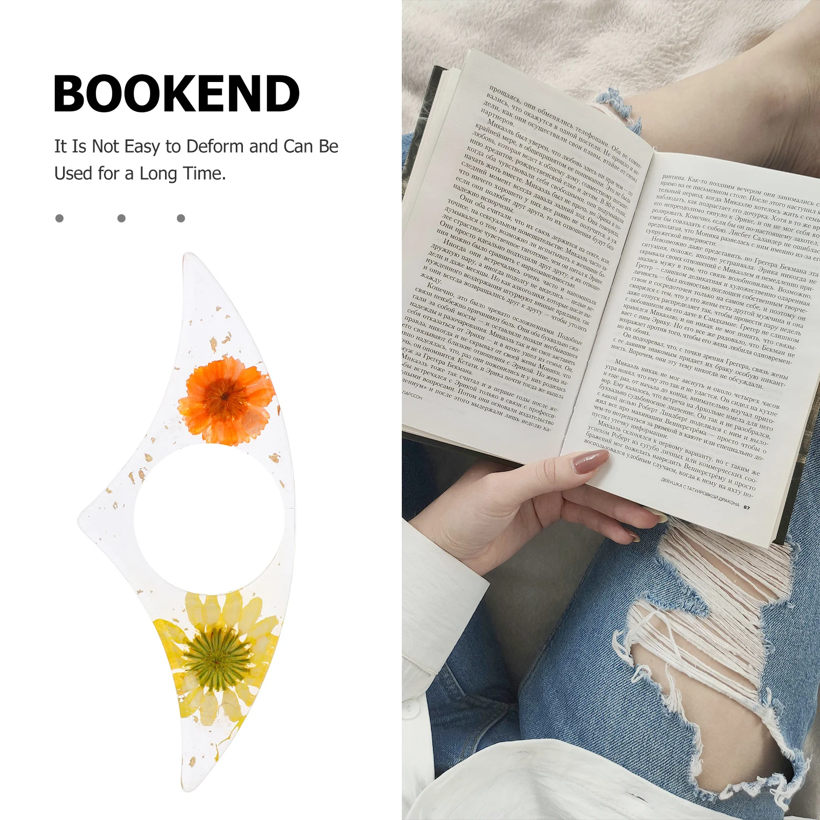 ที่คั่นหนังสือเรซิ่นใส ลายดอกไม้ ที่วางนิ้วช่วยอ่านหนังสือ ช่องใส่ดอกไม้แห้ง อุปกรณ์เสริมสำหรับหนังสือ สำหรับคนรักหนังสือ