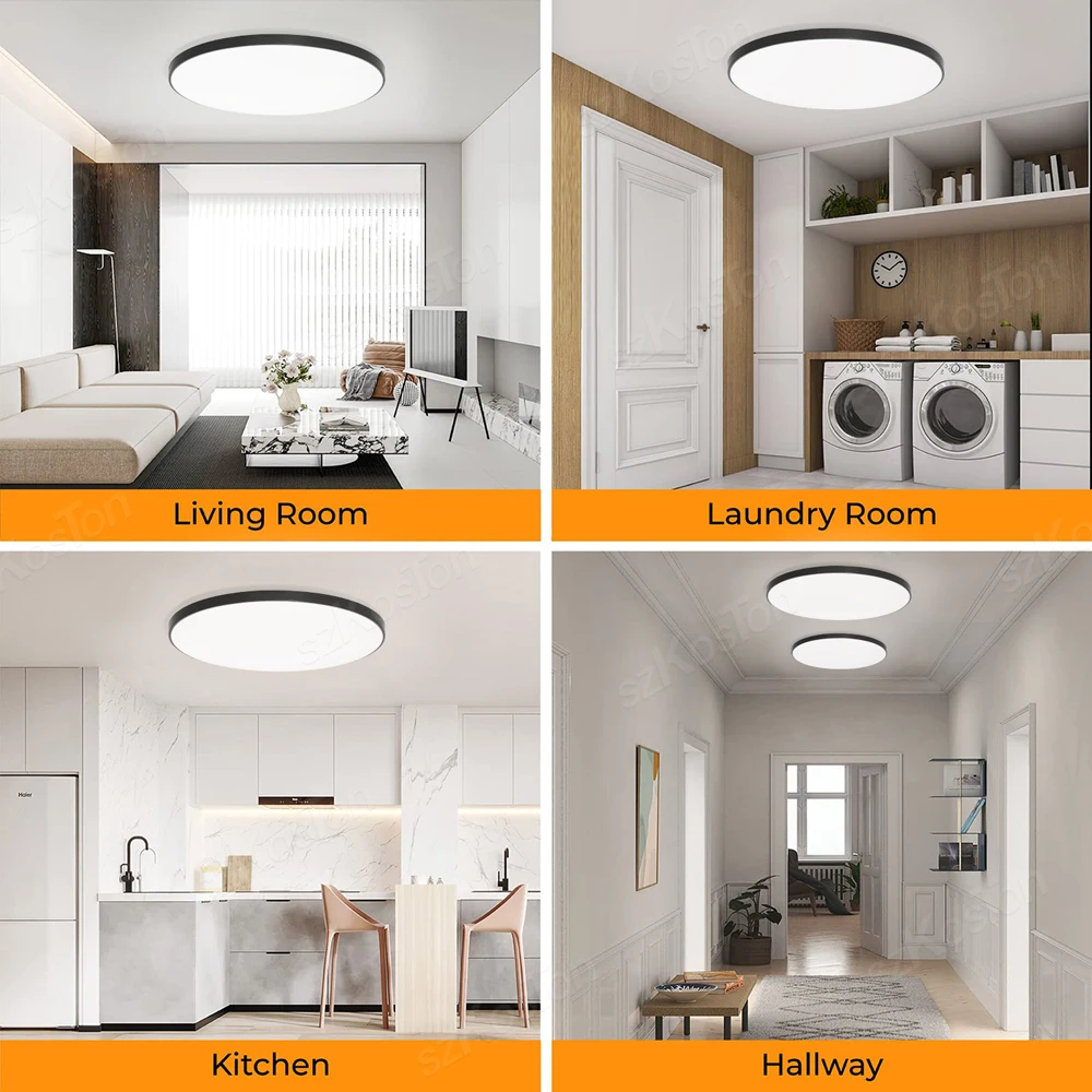 Plafonnier LED Ultra Mince au Design Moderne, Montage en Surface, Luminaire Décoratif de Plafond, Idéal pour un Salon, une Chambre à Coucher ou une