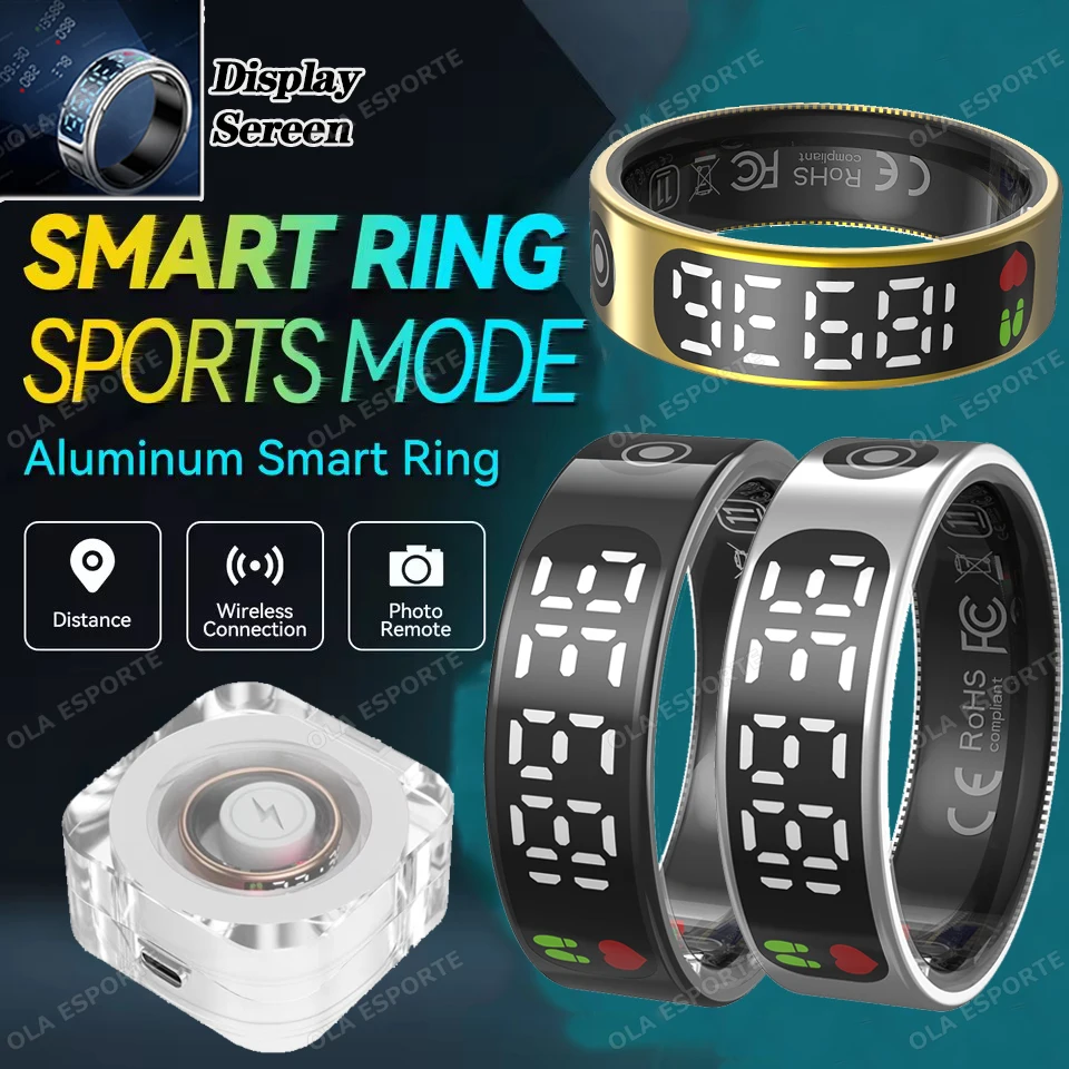 Ola Esporte Smart Ring Smart Touch LED Disaply Screen Ring Gesture Swipe Video Health Monitor 5ATM Waterproof Smartring PK R12