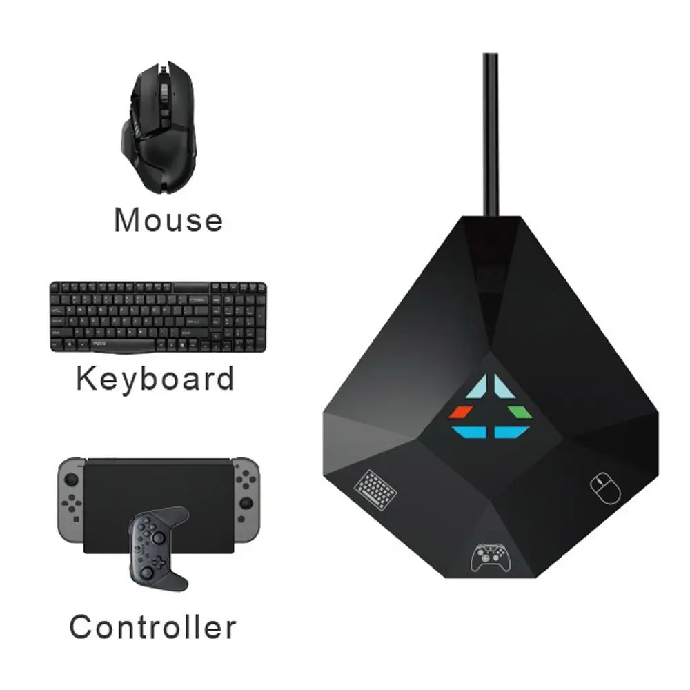 Conversor de Teclado e Mouse, Conexão USB, Game Controller para Nintendo Switch, PS4, PS3, Xbox