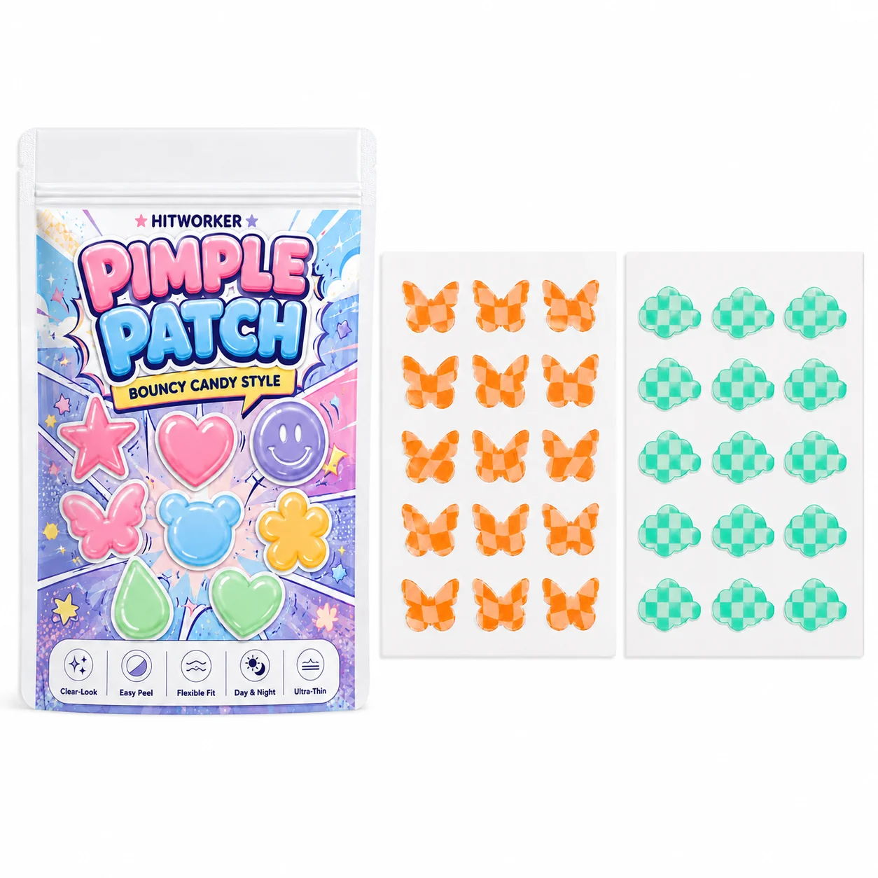 60PCS Pimple Cover Patches, Clear-Look Hydrocolloid Beauty Patches For Day And Night Use, Easy Peel Spot Cover