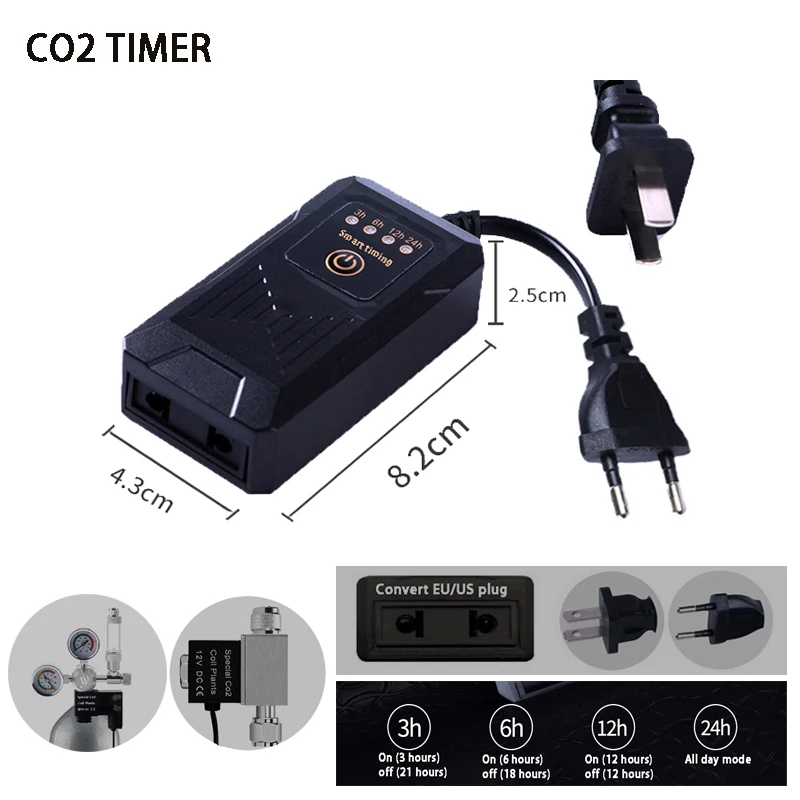 

Fish Tank Aquarium Timer CO2 Solenoid Valve Regulator Generator Timing Switch Household Appliances 3/6/12 Hour Cycle Timing Mode