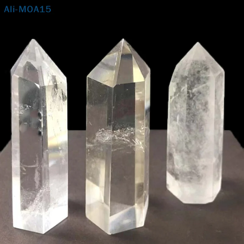 1PC Natural Crystal Clear Quartz Transparency Quartz Point Healing Stone Hexagonal Prisms 30-80mm Obelisk Wand Stone Home Decor