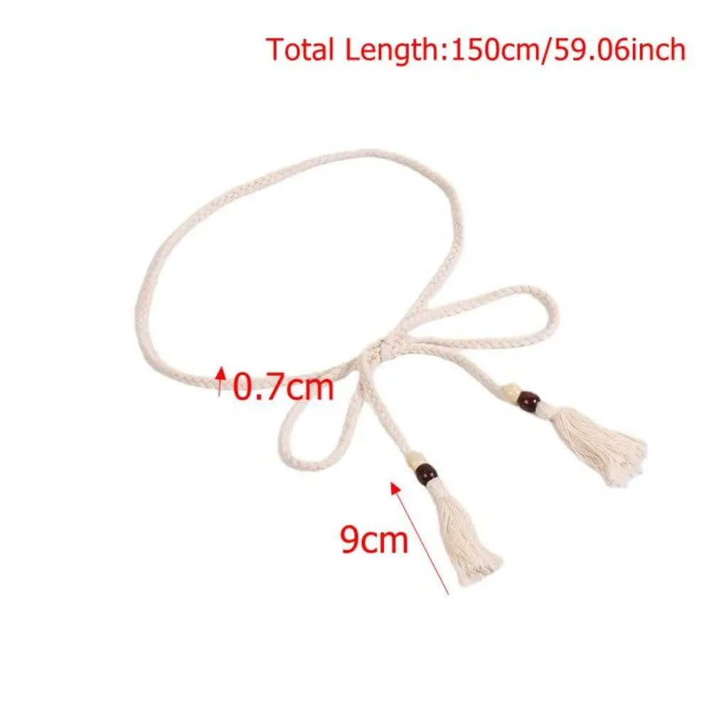 Bobo Stijl Gevlochten Geknoopte Taille Riem Mode Accessoires Zachte Boho Touw Ketting Tailleband Effen Kleur Dunne Riem Tailleband