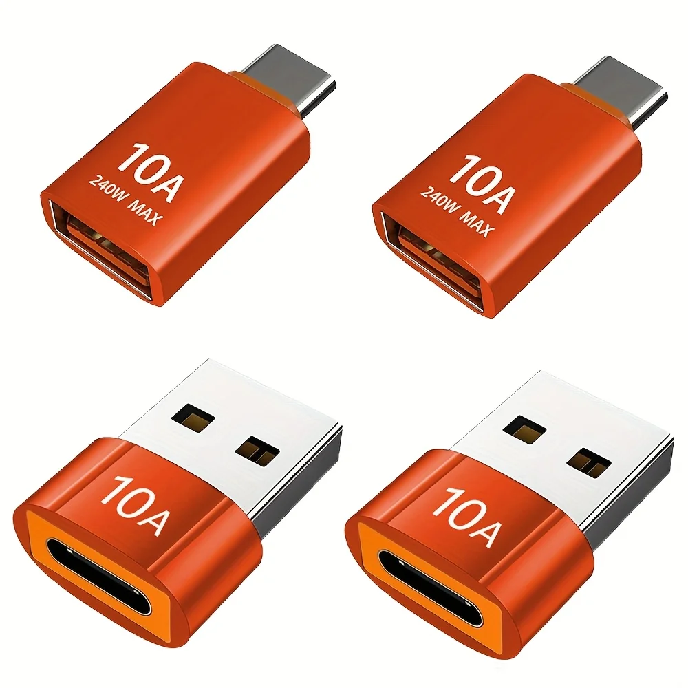 Orange Type-C to USB adapter, a USB-C adapter for MacBook Pro and iMac computers, compatible with USB-A and USB-C devices