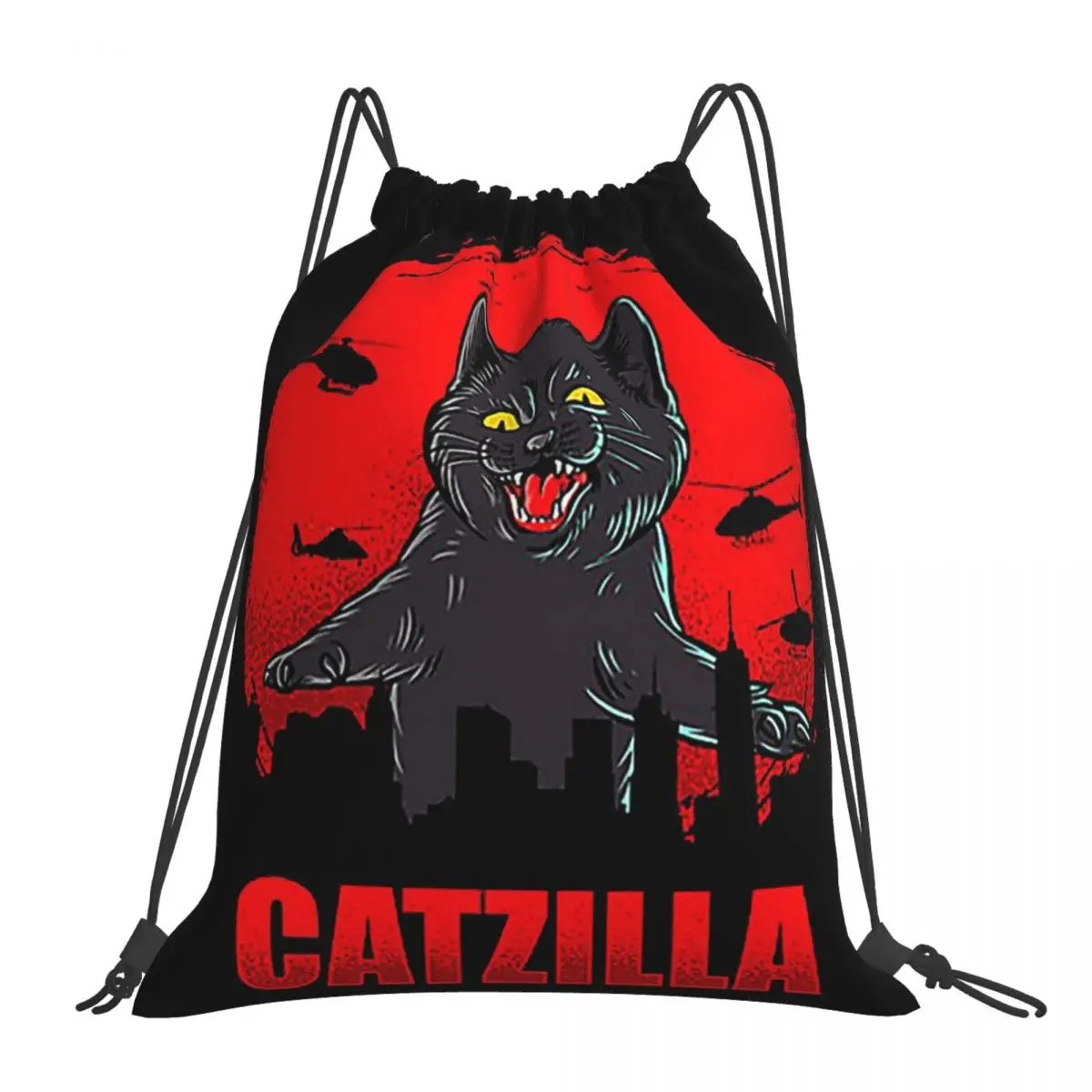 

Винтажная сумка на шнурке с принтом закат кошки