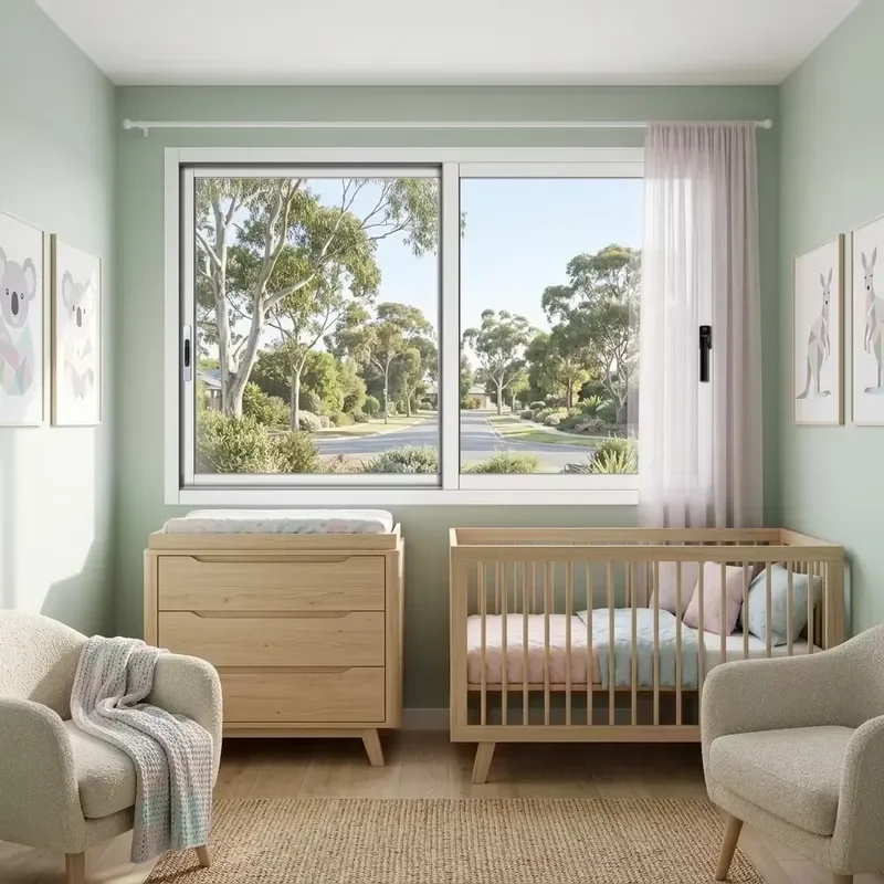 for Australian Standard AS2047 Soundproof Aluminium Frame Double Glazed Triple or Double Track Sliding Window with Flyscreen