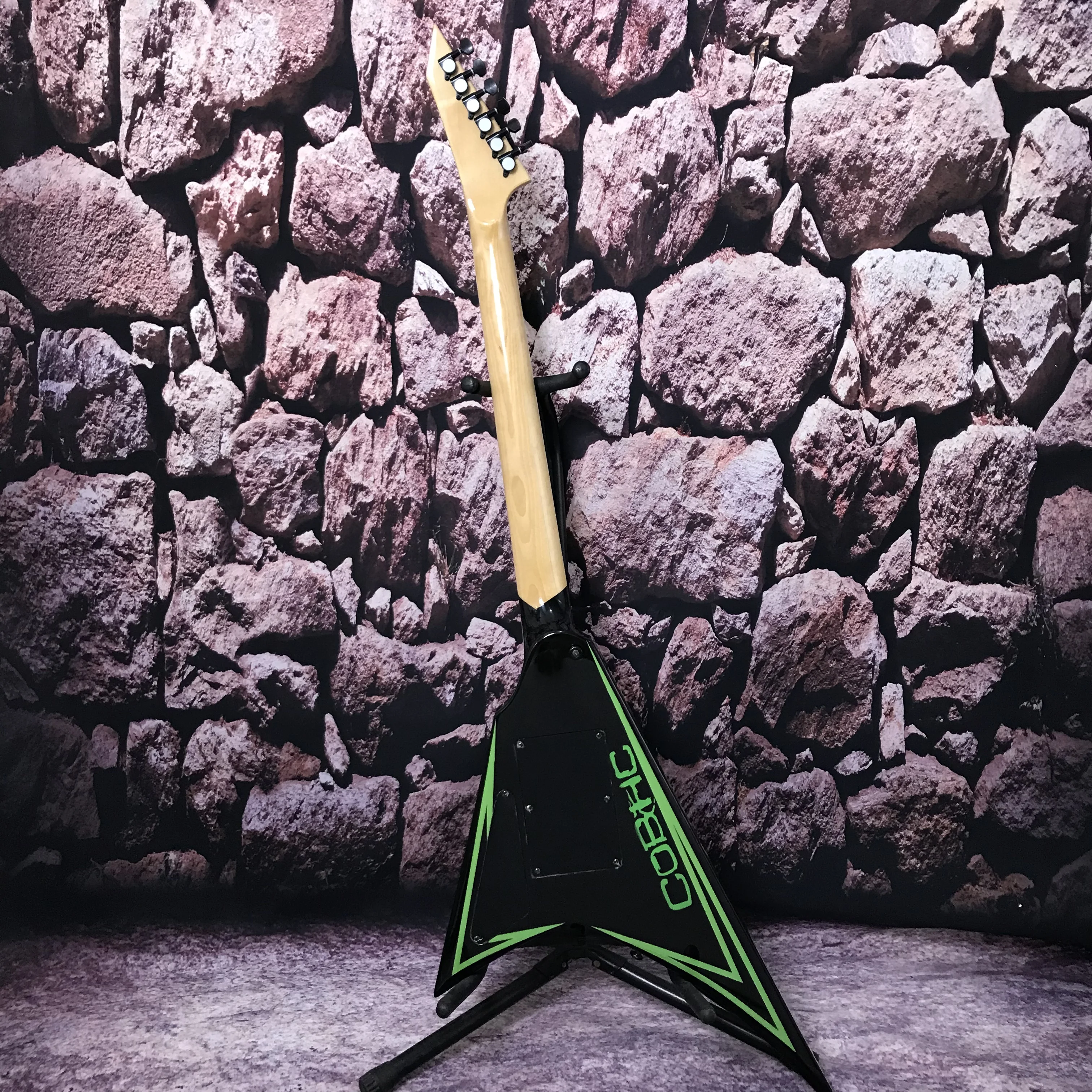 factory custom electric guitar  tremolo system active pickup green line