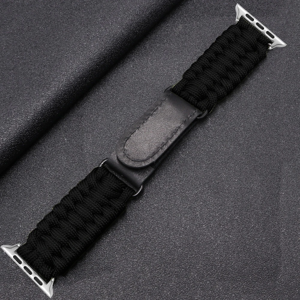 Rope Strap for Apple Watch Ultra 2 Band 49mm 45mm 44mm 42mm 41mm 40mm Rugged Nylon Braided Sport Loop iWatch 9 8 7 6 SE Bracelet