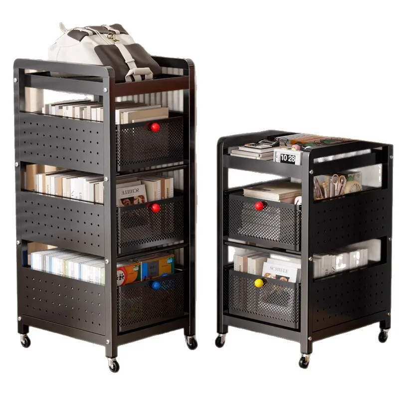 

School bag shelf Household carbon steel removable trolley Book storage rack under table Children's school bag artifact