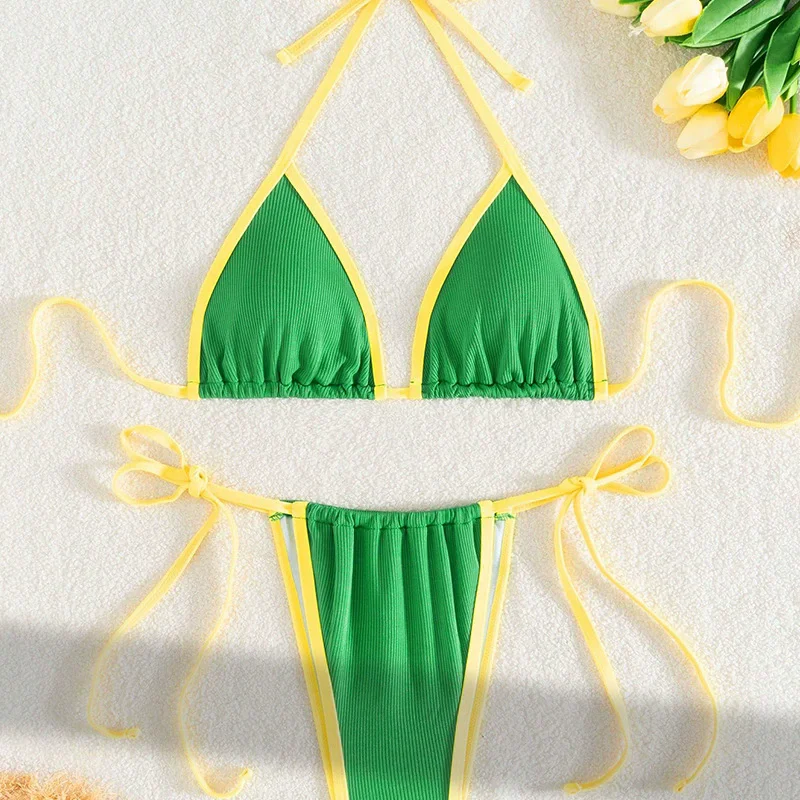 

DEKA Triangle Bikini Set Thong Lace-Up Swimsuit Women Sexy Beachwear Halter Swimwear Summer Two-pieces Bathing Suit Biquinis