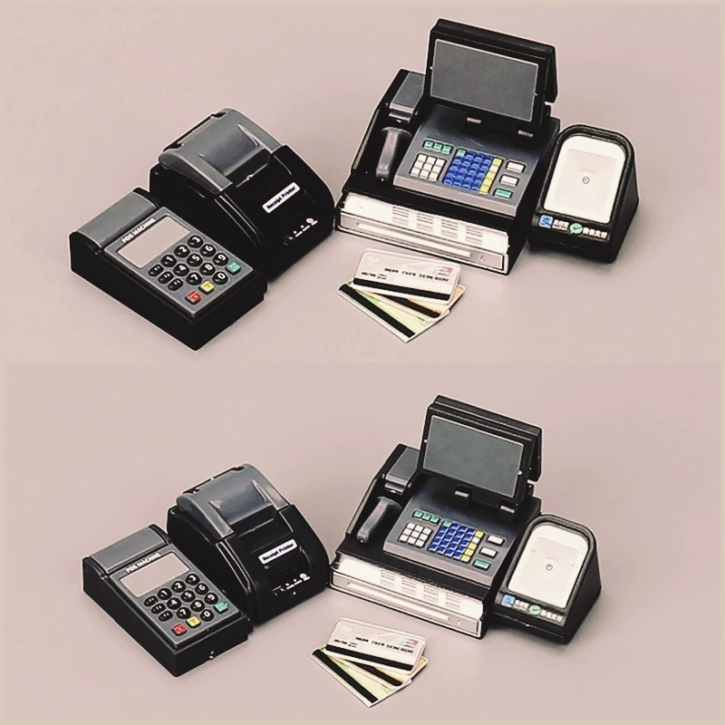 1Set Mini Cash Register Card Machine POS Machine DollHouse Supermarket Scene Props