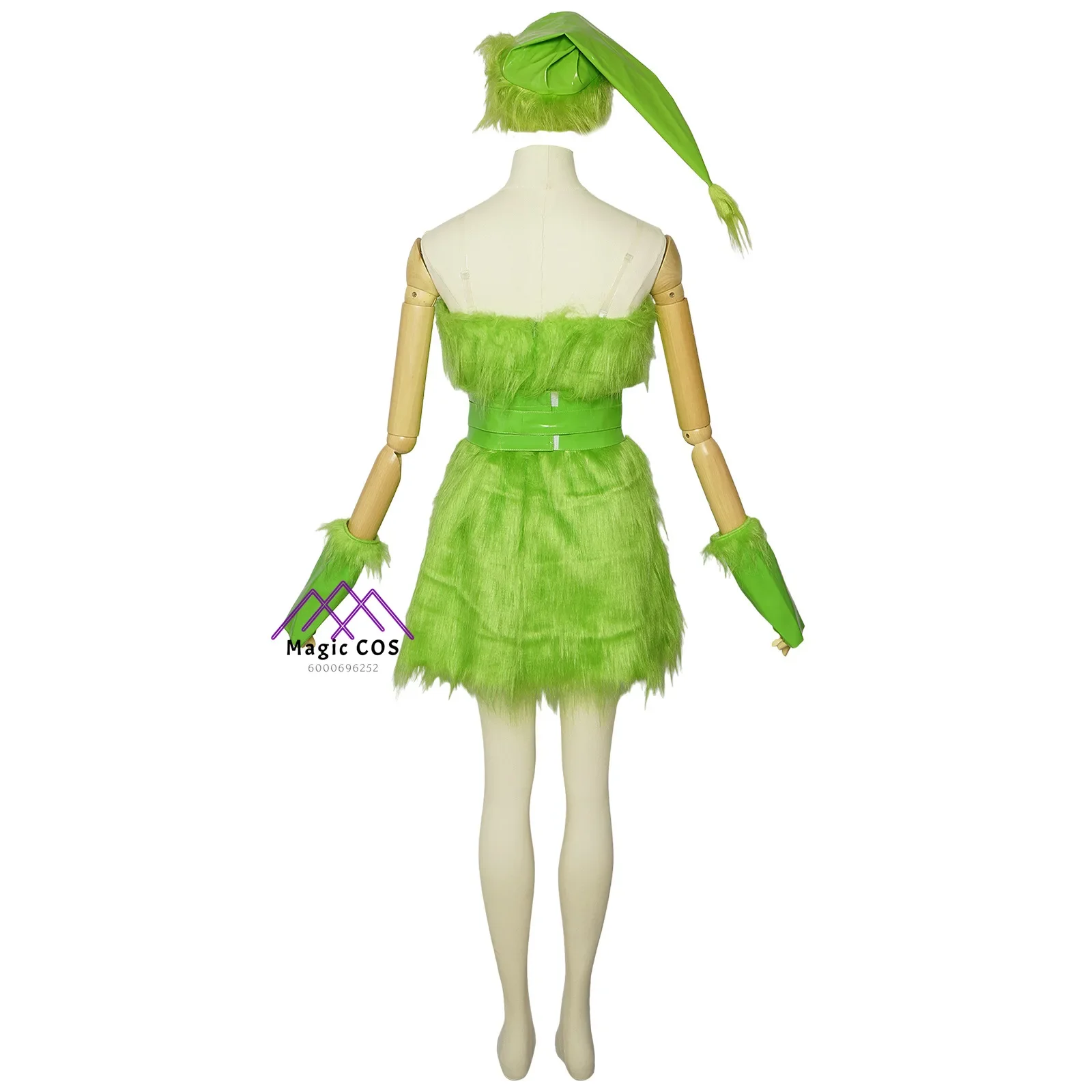 Hot Sale Funny Hairy Grinch anime cosplay Costume for women Green Dress with Hat Christmas Party Adult Uniform Horror Monster