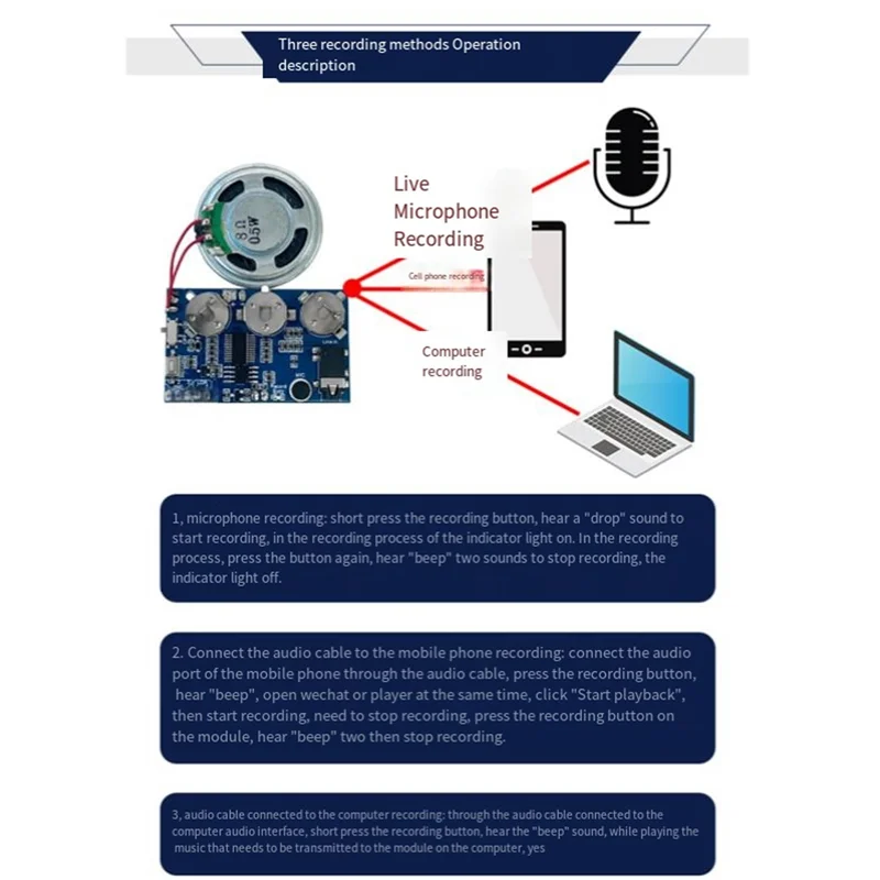 B47C Music Recorder Board Chip Programmable Music Module 17 Minutes Sound Voice Audio For Greeting Card Self-Made Gift