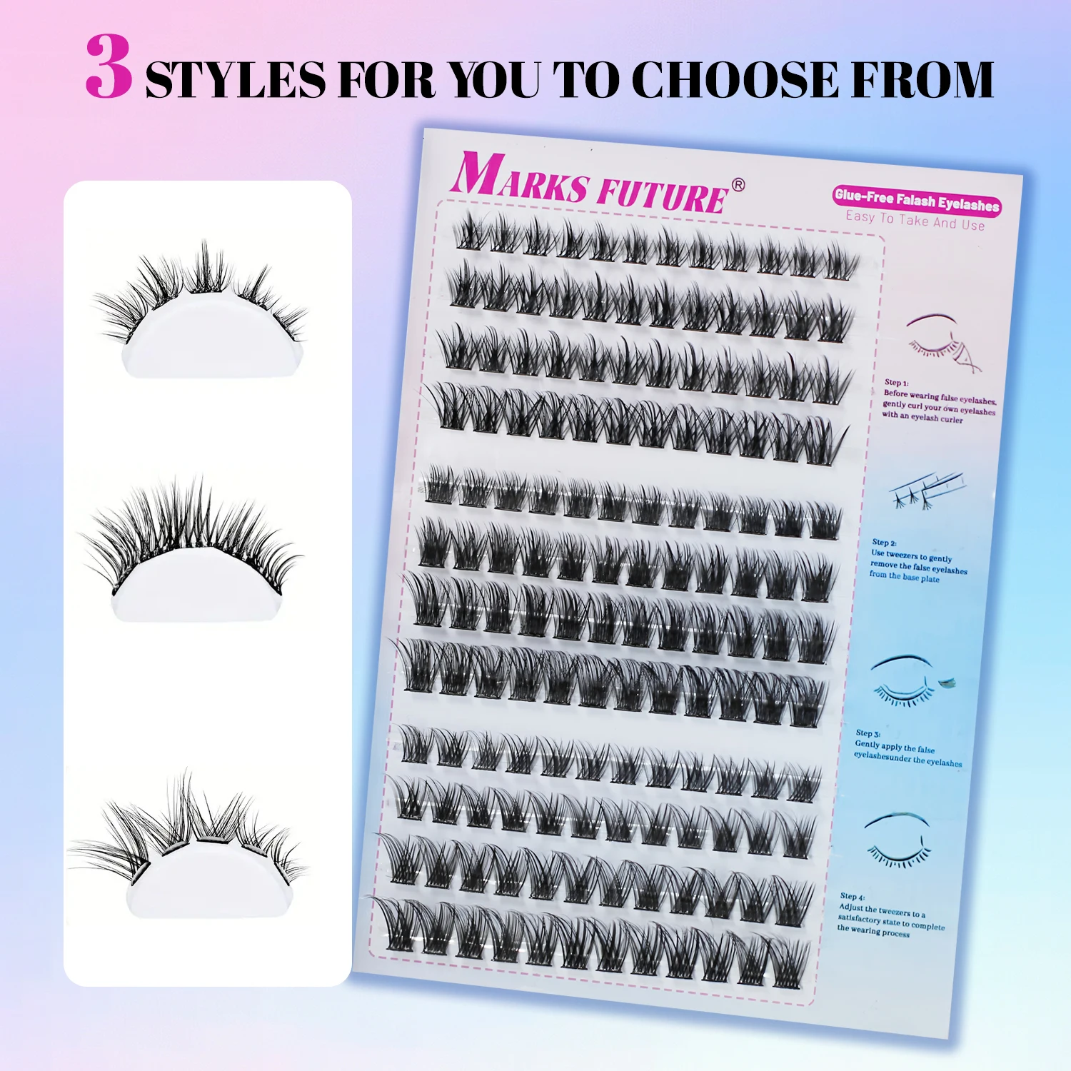 144 قطعة من رموش C Curl ذاتية اللصق مع ملاقط - نمط سميك عين القطة الطبيعية، أطوال مختلطة 10-16 مم، رموش صناعية قابلة لإعادة الاستخدام سهلة الاستخدام للمبتدئين في الاستخدام