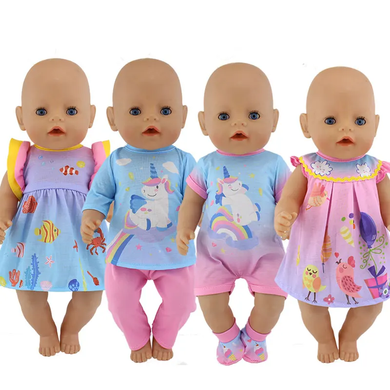 2023 New unicorn clothes Doll Suits  For 17 Inch Baby Doll 43cm Doll Clothes, Doll Accessories.