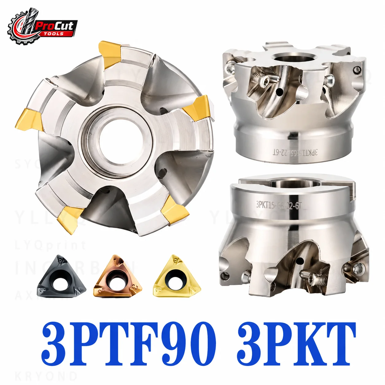3PKT 3PTF90 50 63 80 100 Double-sided Heavy Milling Cutter Head Use 3PKT150508 Insert Fit BT40 NT HSK FMB Tool Holder
