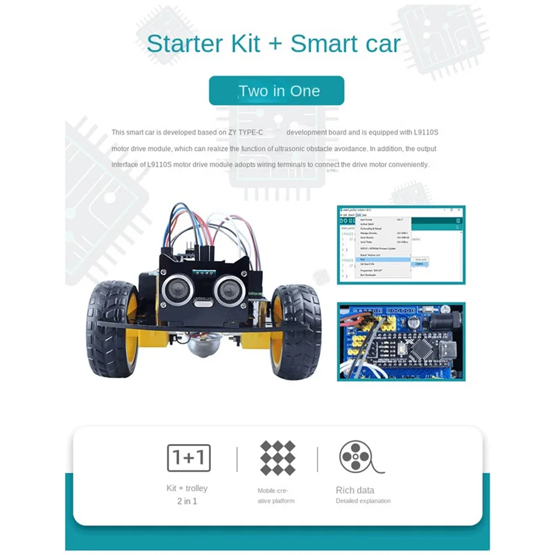 Kit de programación de Robot inteligente para coche, Kit electrónico DIY, programación de aprendizaje