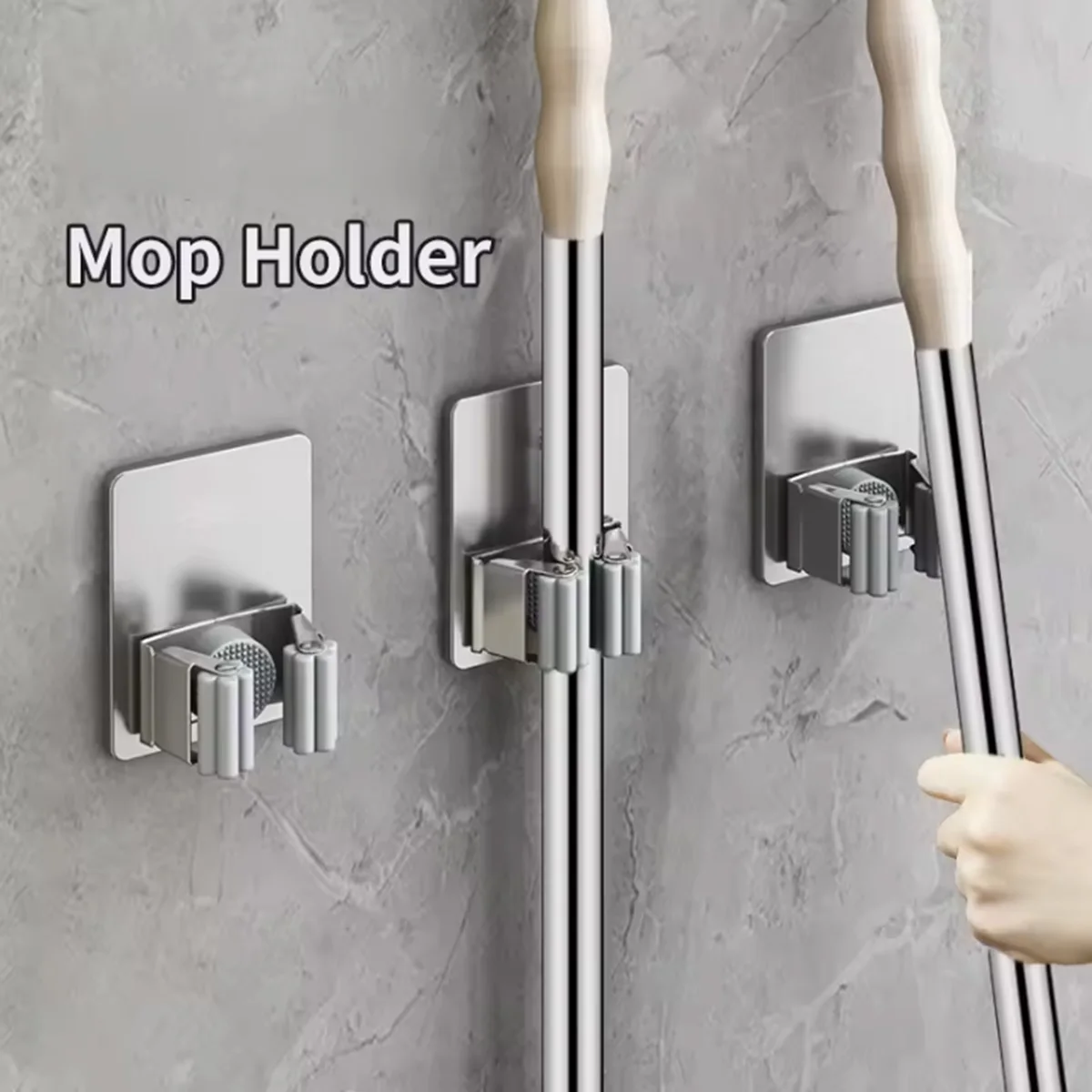 Wall-Mounted Storage Rack for Broom And Mop No-Drilling Household Bathroom Orga…