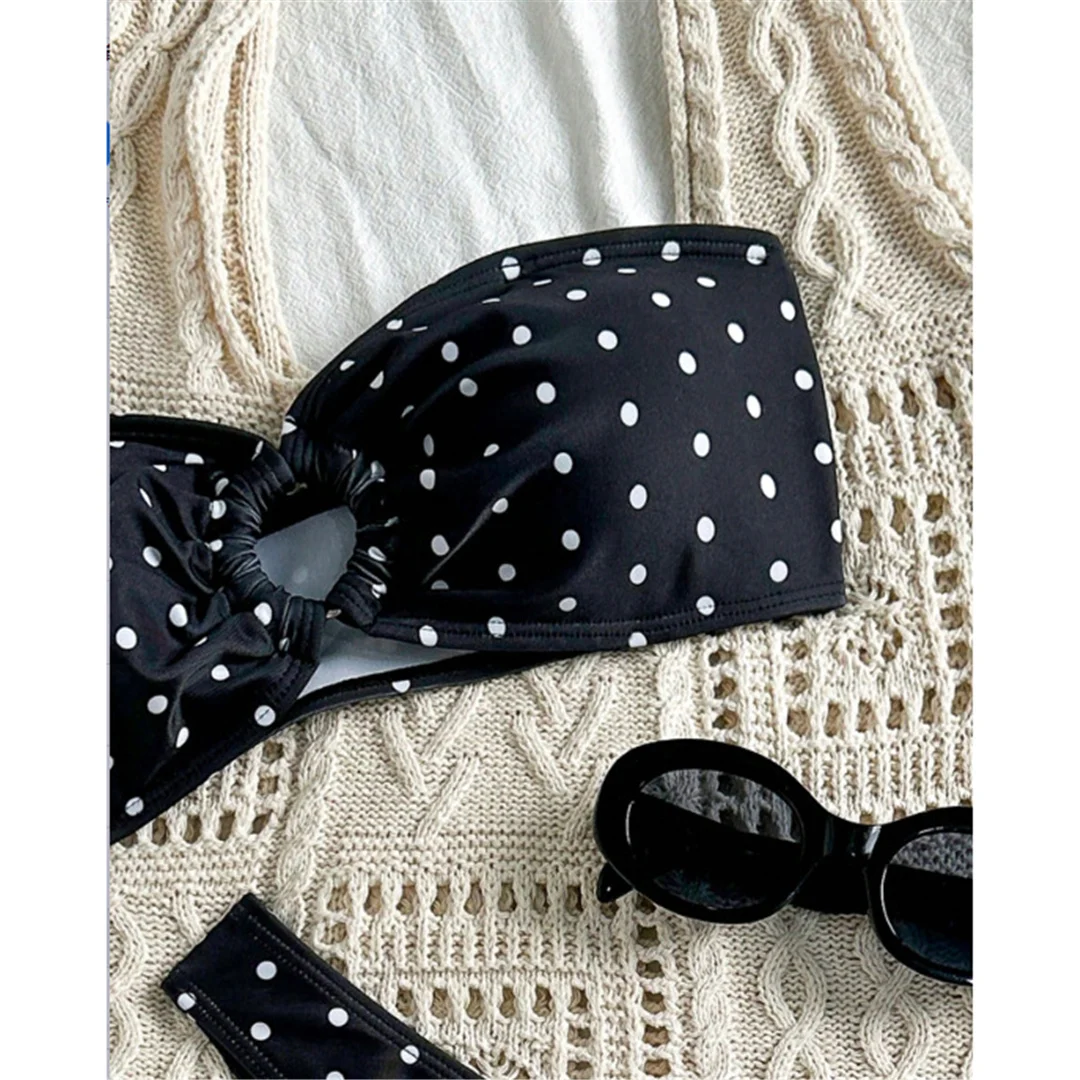 XS - L Polka Dot Bandeau Brasilianischer Bikini Damen Badeanzug Zweiteiliger Bikini Badeanzug Badebekleidung V7711 – Detail 9