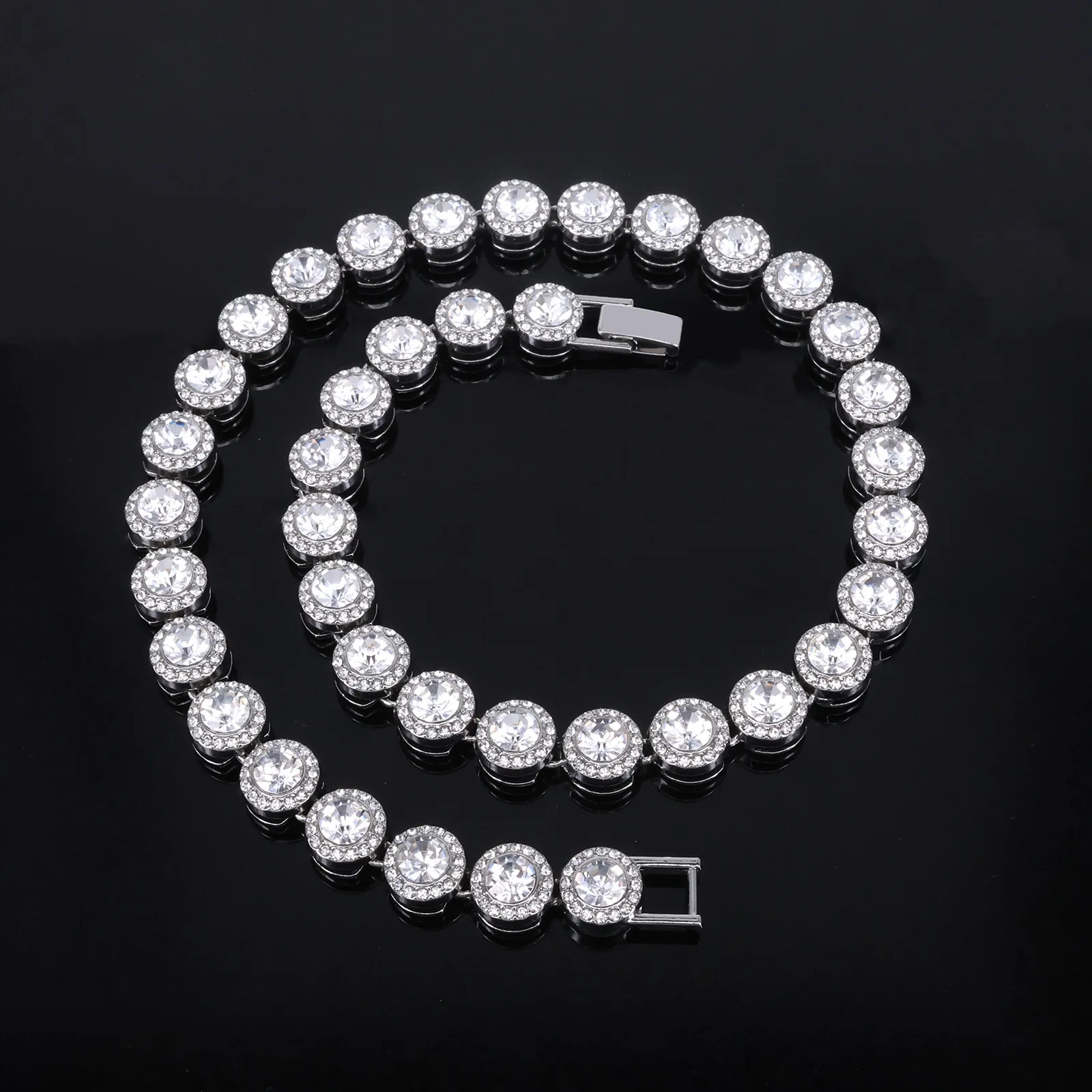 ZAKOL Hip-Hop Trendiges 12MM Breites Rundes Strass-Tennisarmband und Halsketten-Set für Damen/Herren, Modischer Hippie-Schmuck