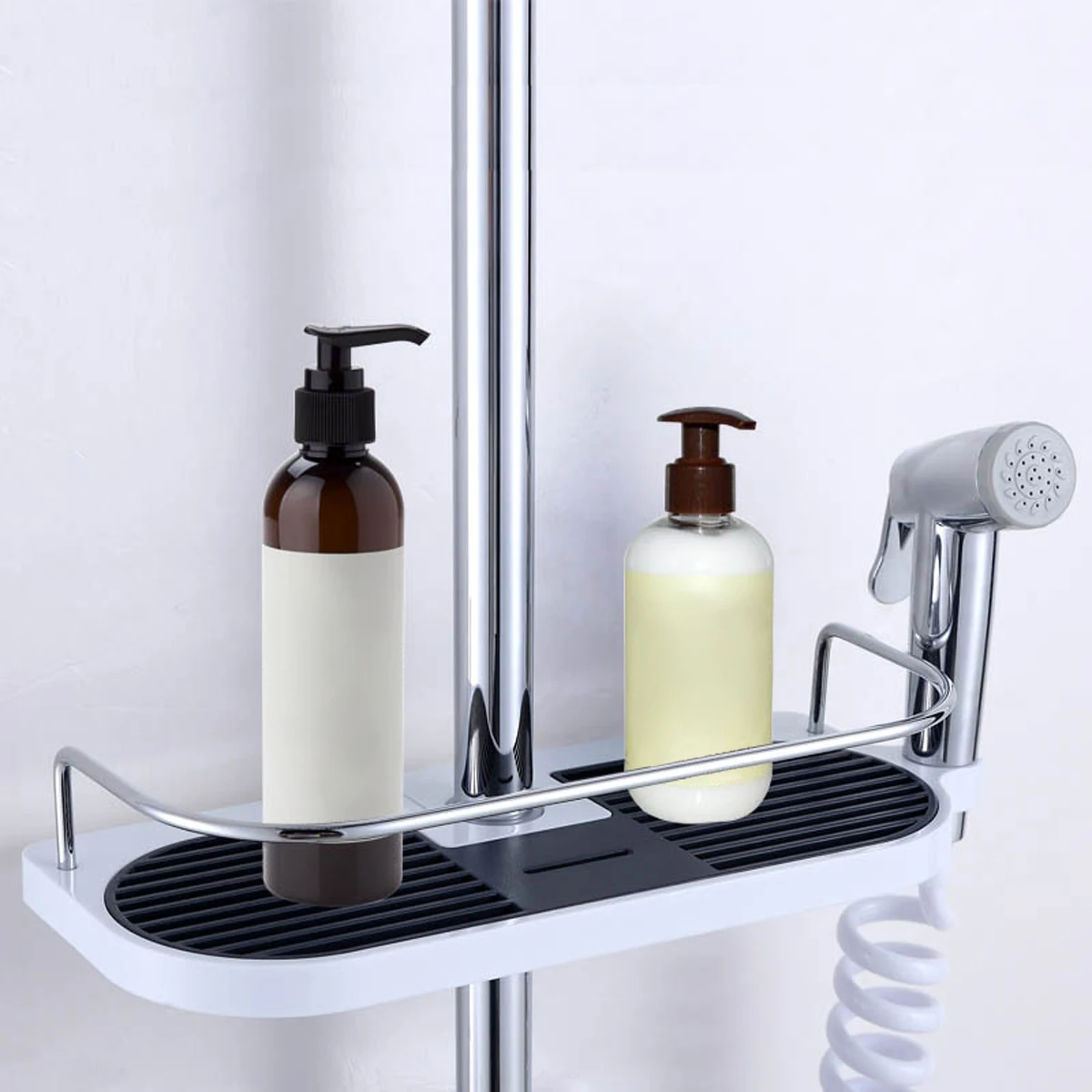 No-Drill Shower Storage Rack, Shower Rod Organizer, Shower Accessory Storage Rack, Suitable for Shower Rods with a Diameter of 25Mm/0.98In