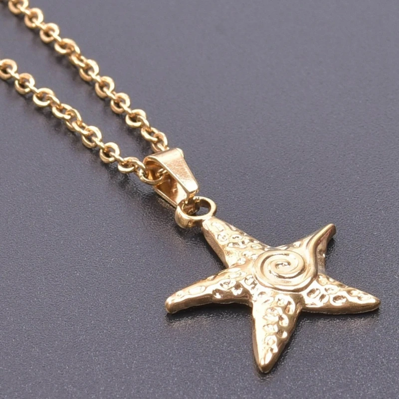 Ocean-Lover Exaggerate Necklace Beach Vacation Pendant Choker Big Star Pentagram Pendant Necklaces for Couple