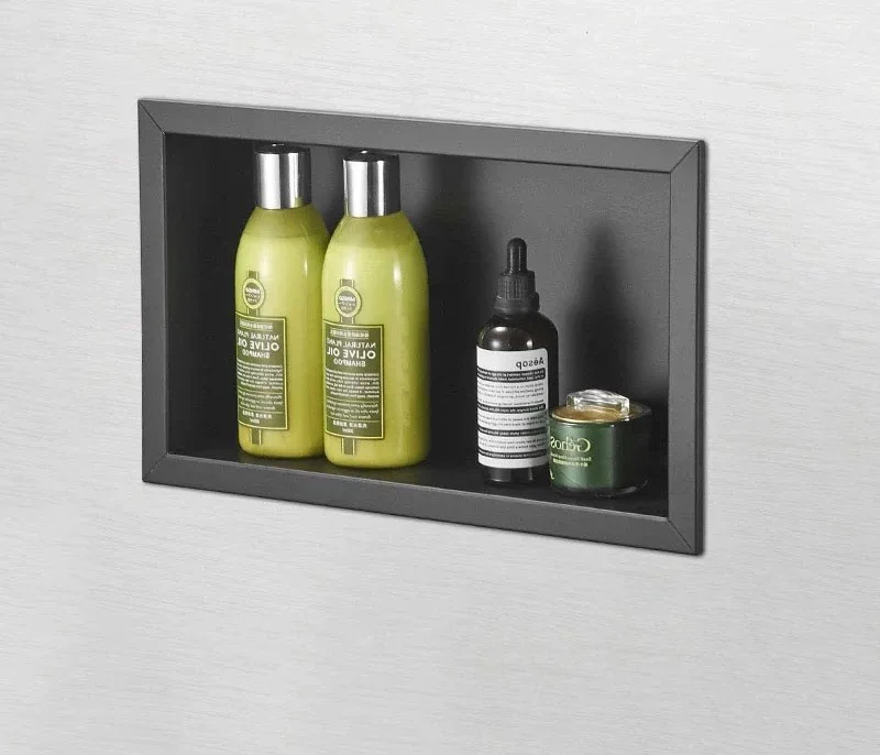 Black Storage Cabinet Bathroom Concealed Built-In Wall Cabinet Niche Stainless Steel Hotel In-Wall Wall Cabinet Toilet선반 shelf