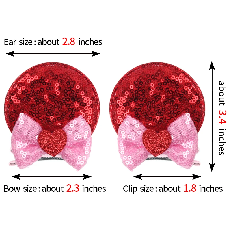 2024 Popular Mouse Ears Bow Hair Clips For Girls Theme Pack Trip Glitter Hairpins Children Festival Party DIY Hair Accessories