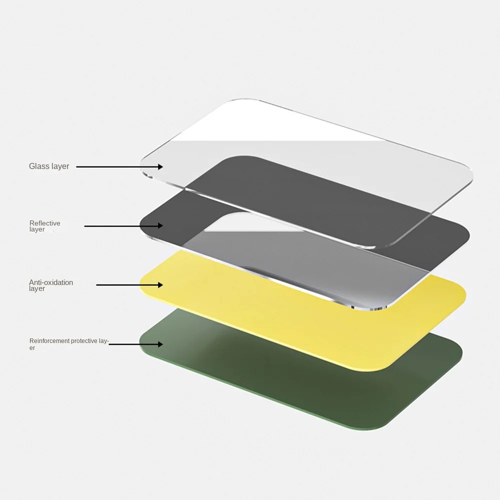 مرايا دش مضادة للضباب، شفط قوي، مرايا مثبتة على الحائط، صورة واضحة، سهلة التركيب